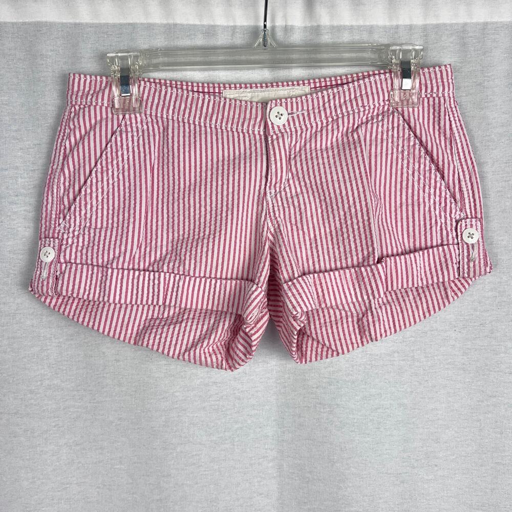 Y2K Abercrombie and Fitch Shorts Low Rise Micro Mini Pink Striped Chino Preppy